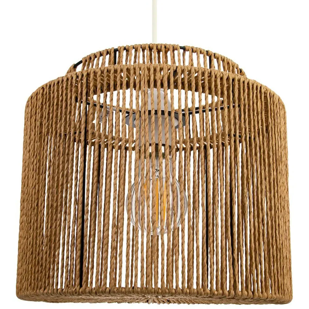 Woven Rope Basket Pendant Shade - Brown image