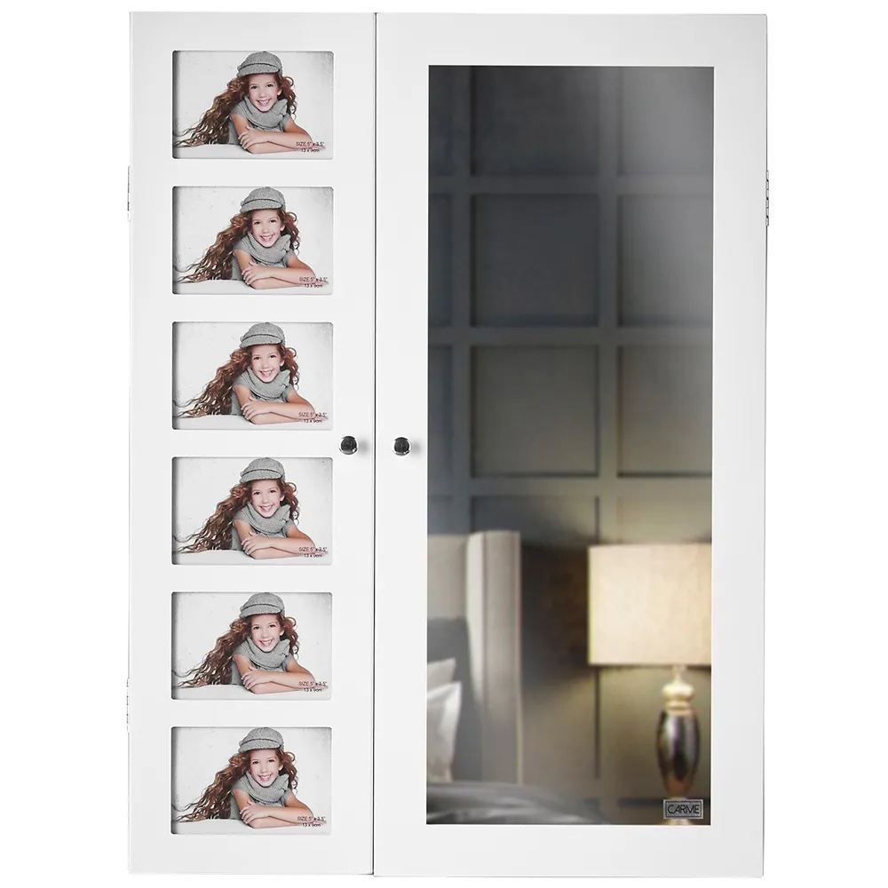 CARME Home LED Mirror Cabinet with Photo Frame - White