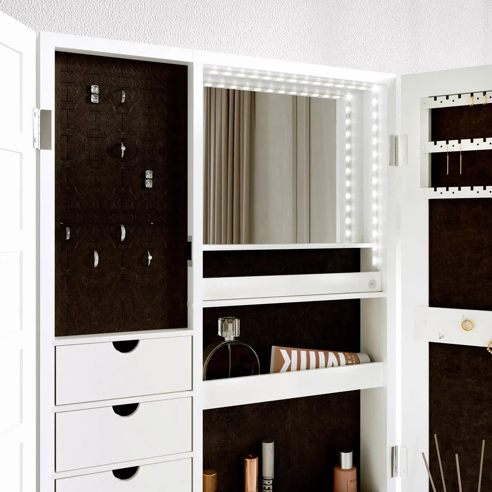 CARME Home LED Mirror Cabinet with Photo Frame - White