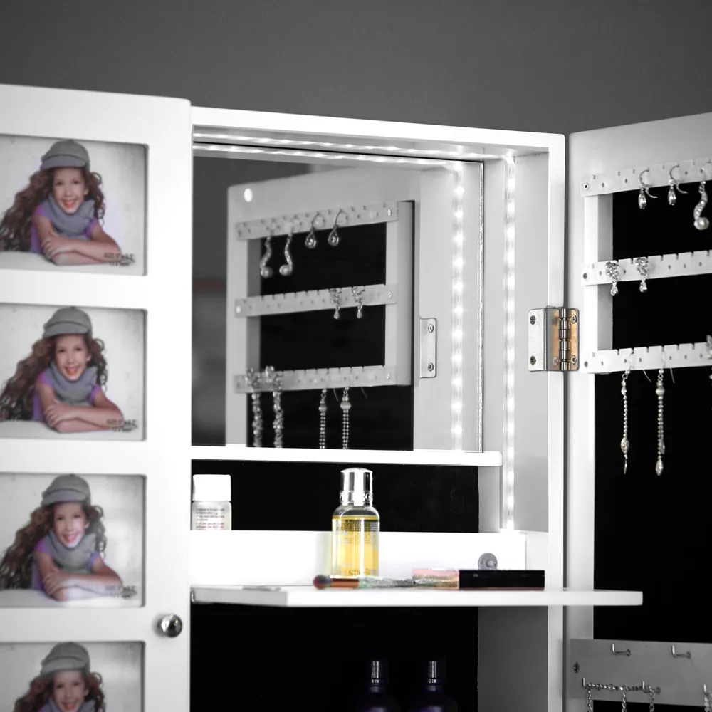 CARME Home LED Mirror Cabinet with Photo Frame - White
