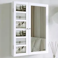 CARME Home LED Mirror Cabinet with Photo Frame - White