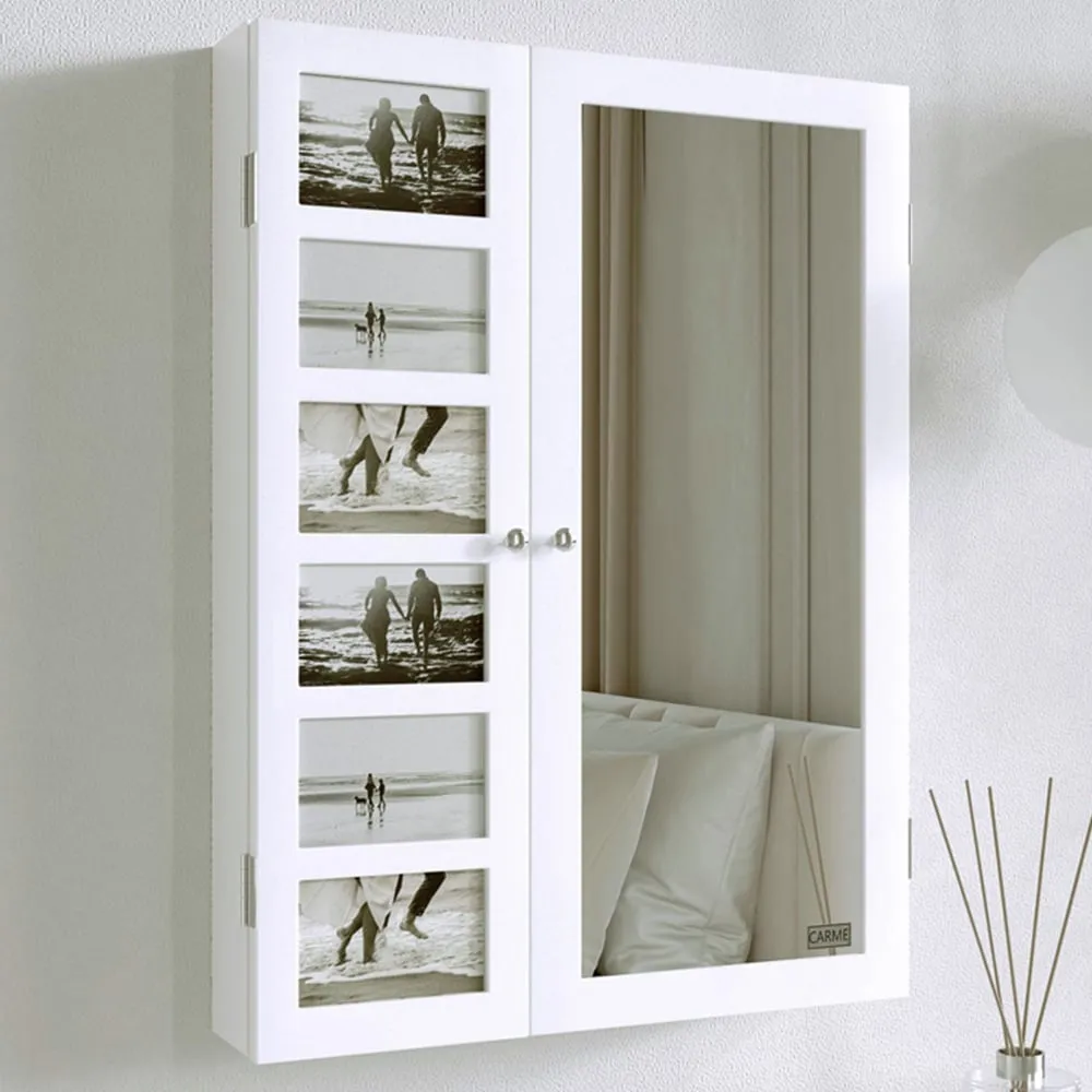 CARME Home LED Mirror Cabinet with Photo Frame - White image