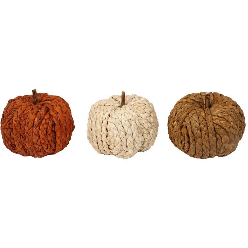 3 Pack Woven Pumpkins - Neutral image