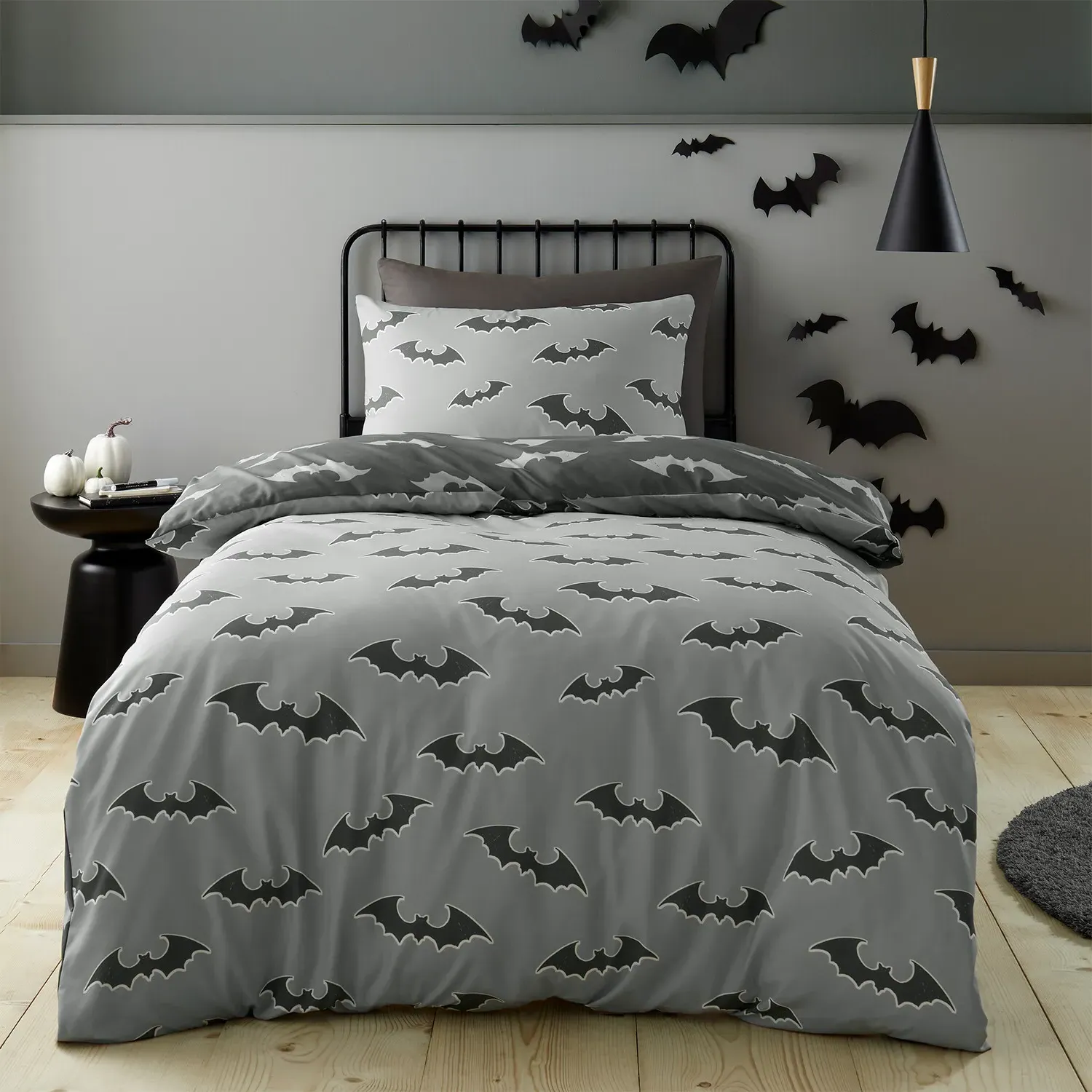 Bat Duvet Set - Grey