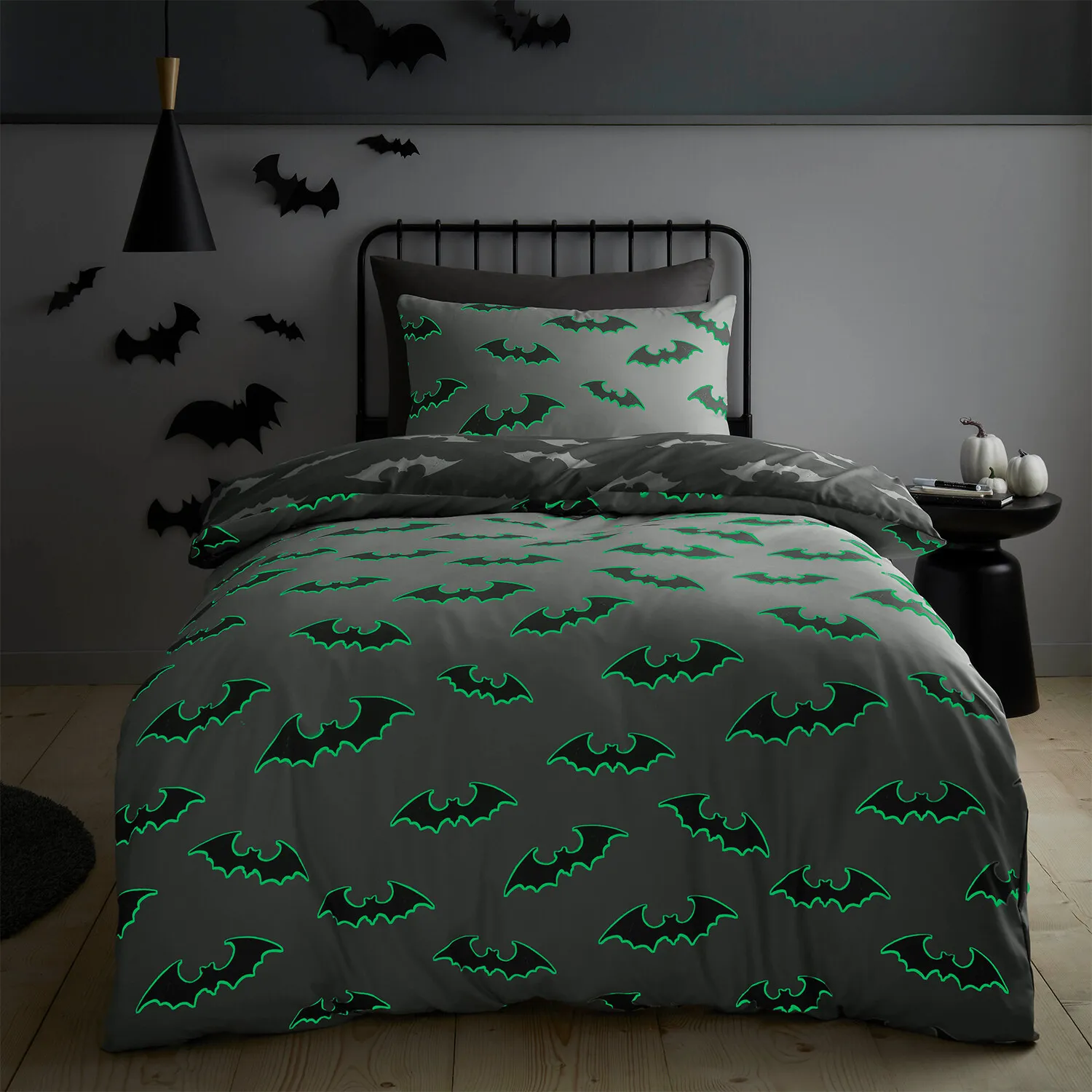 Bat Duvet Set - Grey