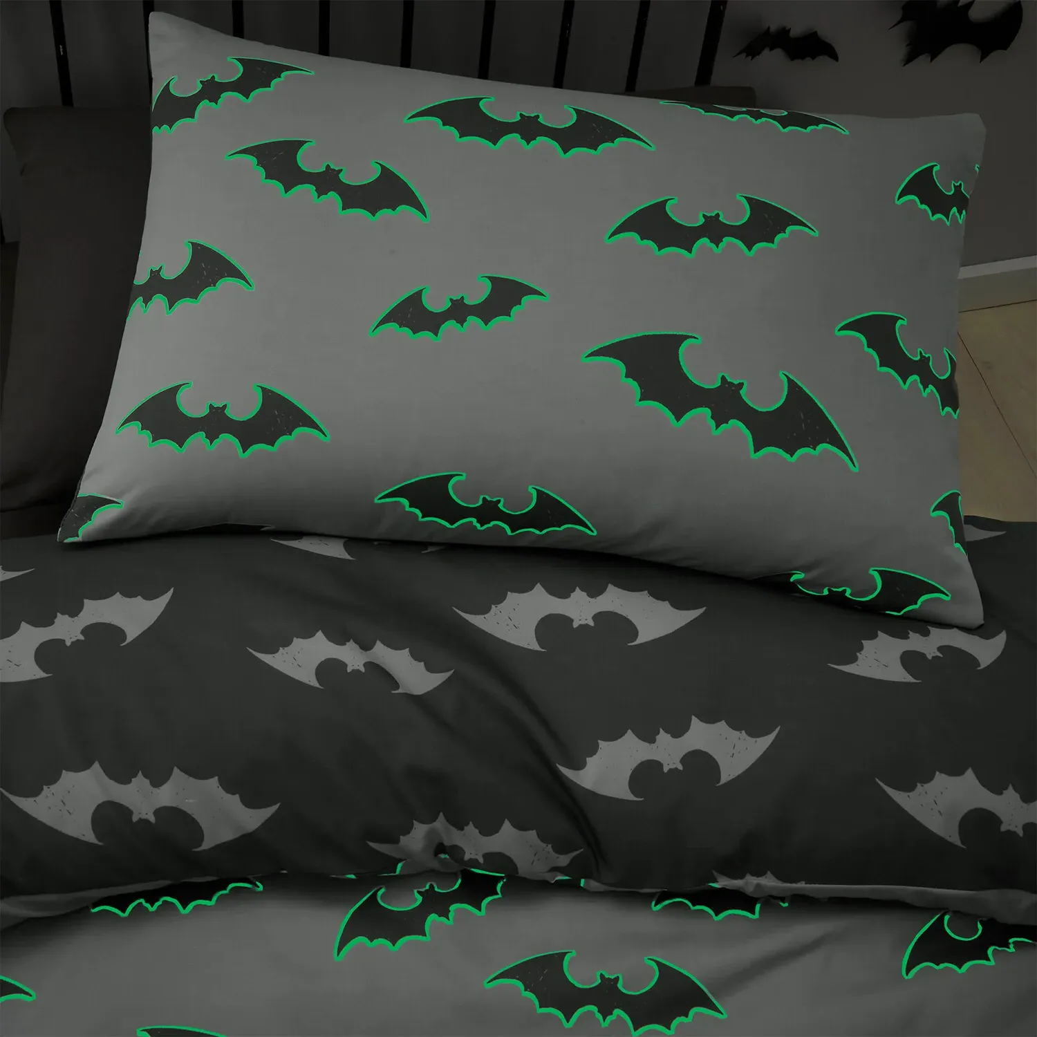 Bat Duvet Set - Grey