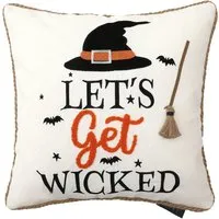 Let's Get Wicked Halloween Cushion - White and Black