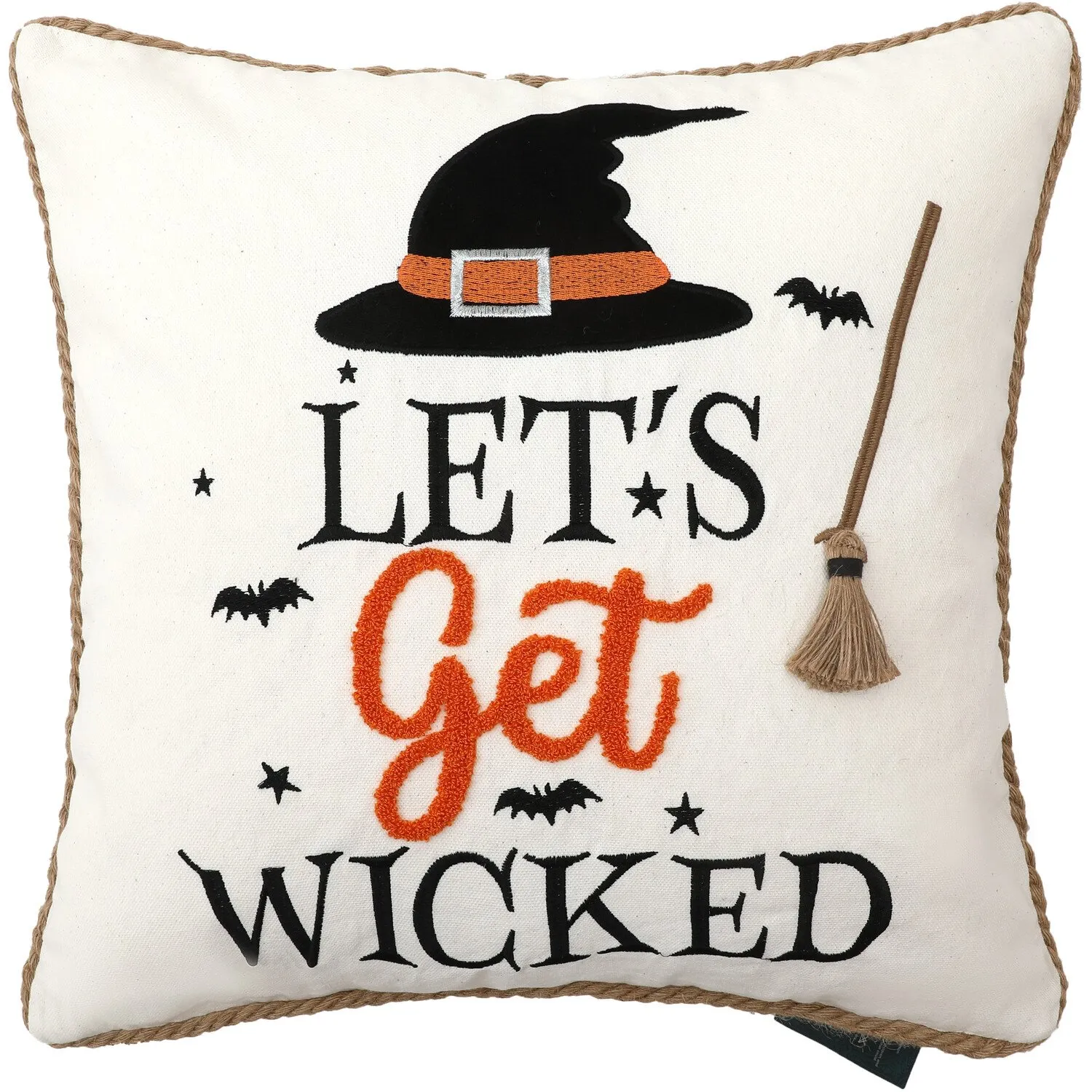 Let's Get Wicked Halloween Cushion - White and Black image