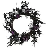 Purple Roses Halloween Wreath - Purple