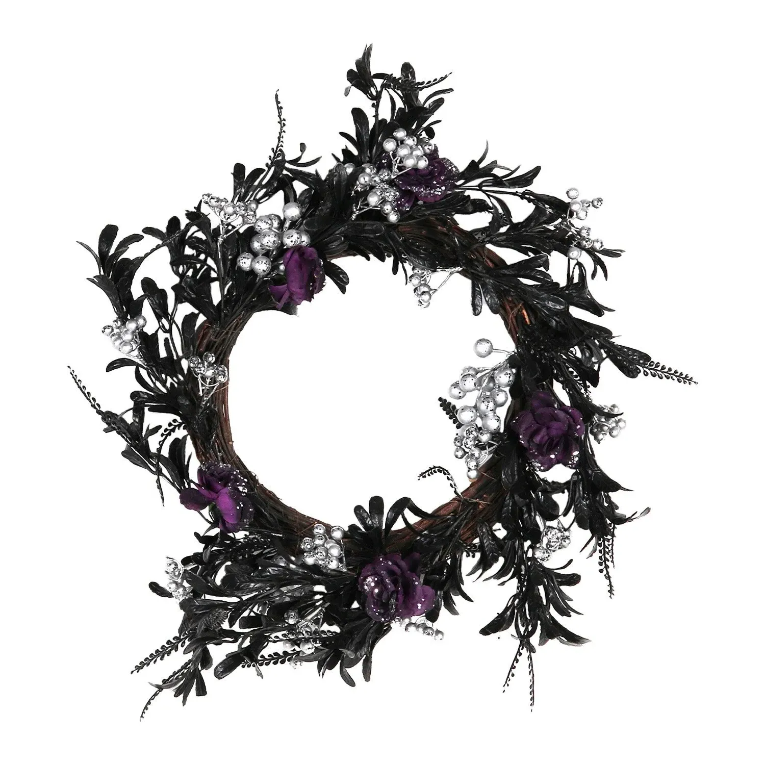 Purple Roses Halloween Wreath - Purple image