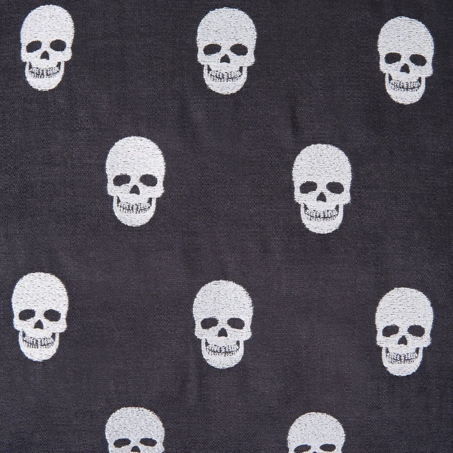 Skulls Embroidered Cushion - Charcoal