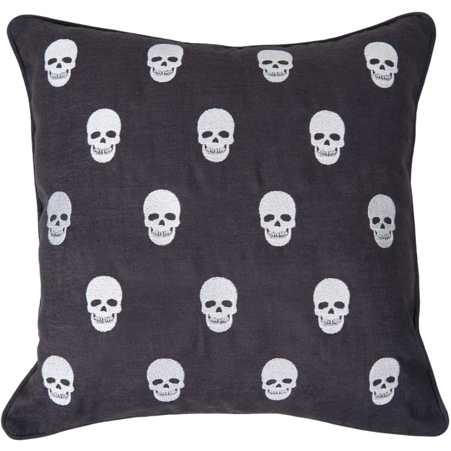 Skulls Embroidered Cushion - Charcoal image