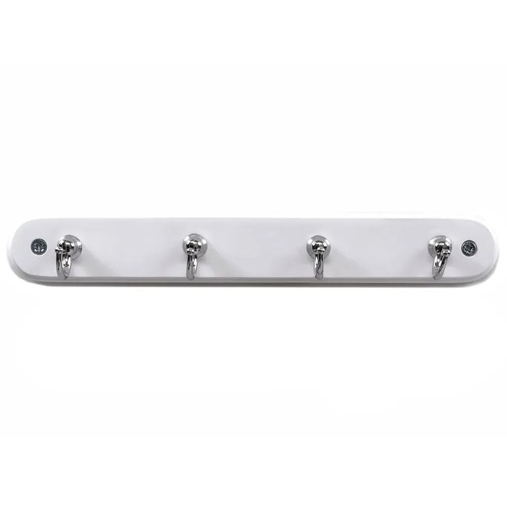 Headbourne 4 Hook Key Tidy Rail - White, Chrome image