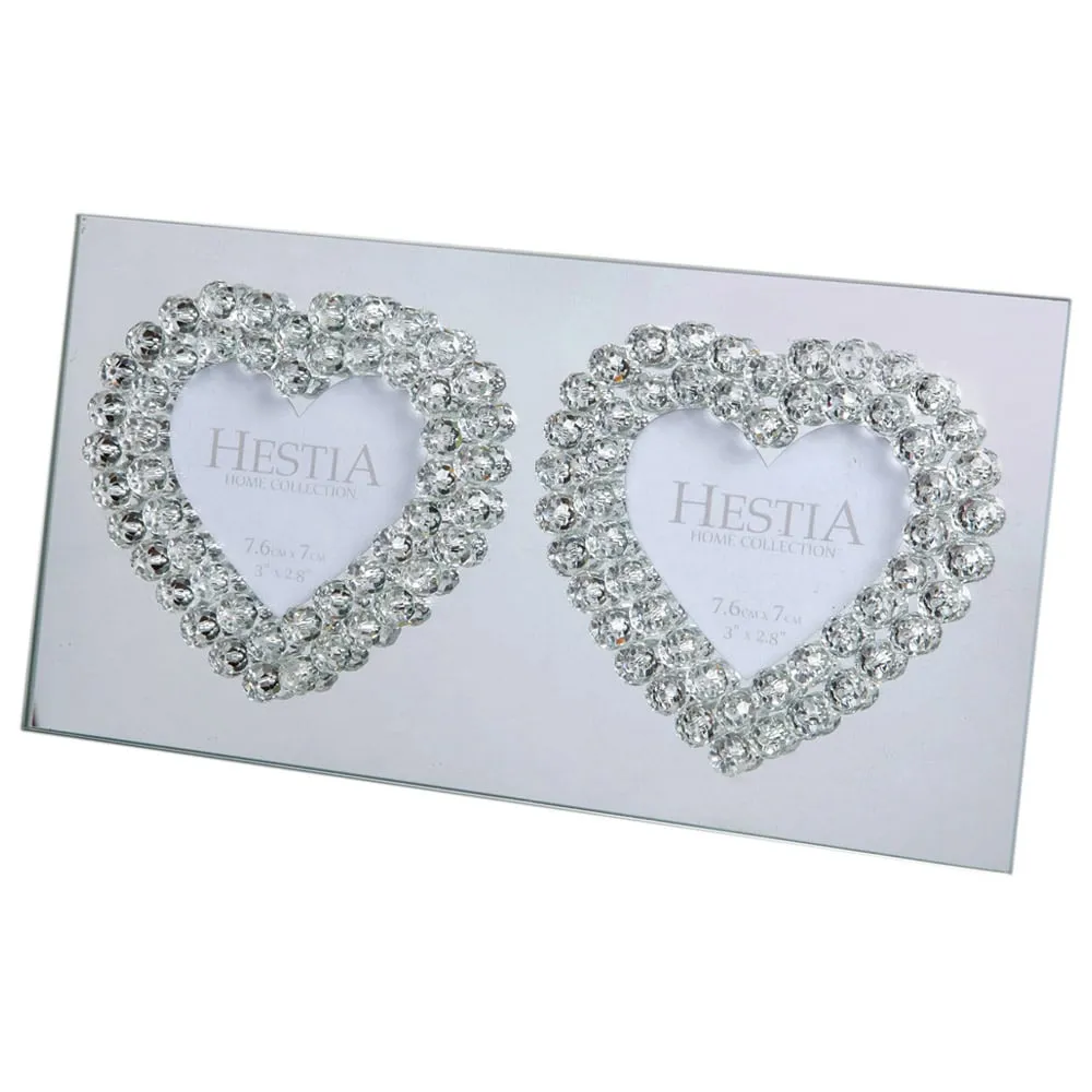 Heart Design Glass Photo Frame 3x3 inch - Silver image