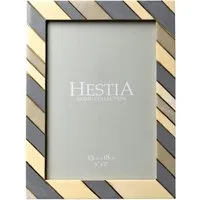 Hestia 5x7 Photo Frame with Brass Inlay - Multi, Marble Resin
