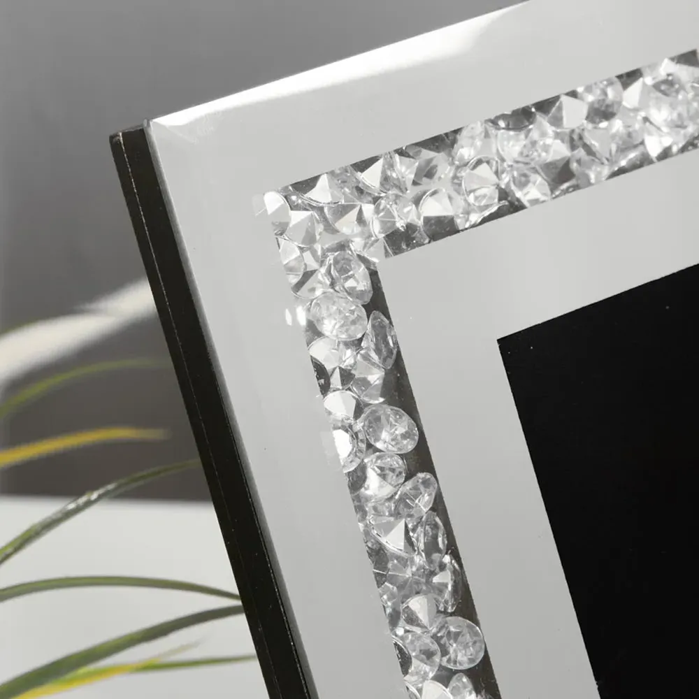 Hestia Glass Crystal Edge Photo Frame 5x7 - Silver