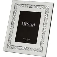 Hestia Glass Crystal Edge Photo Frame 5x7 - Silver