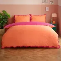Wiggle King Size Scalloped Duvet Set - Orange