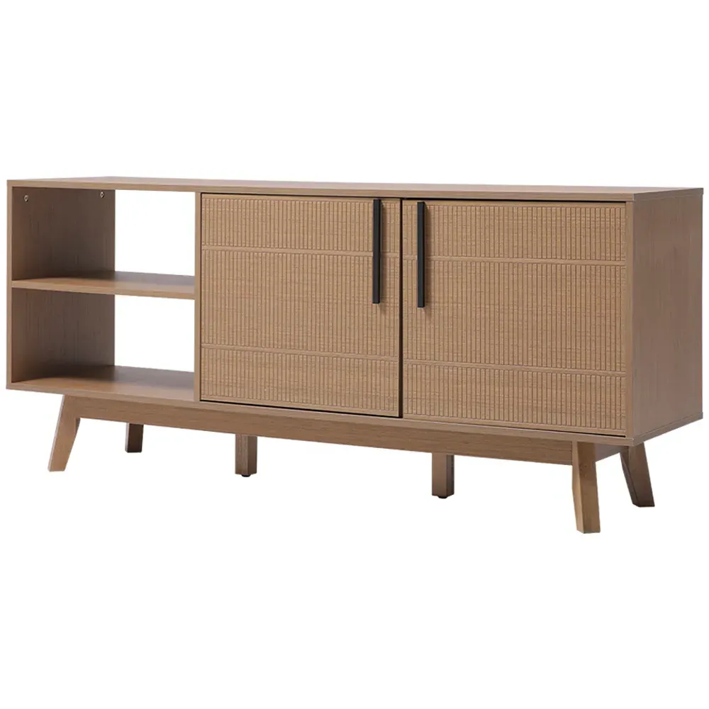2 Door 2 Shelf TV Stand - Brown, Wood Grain