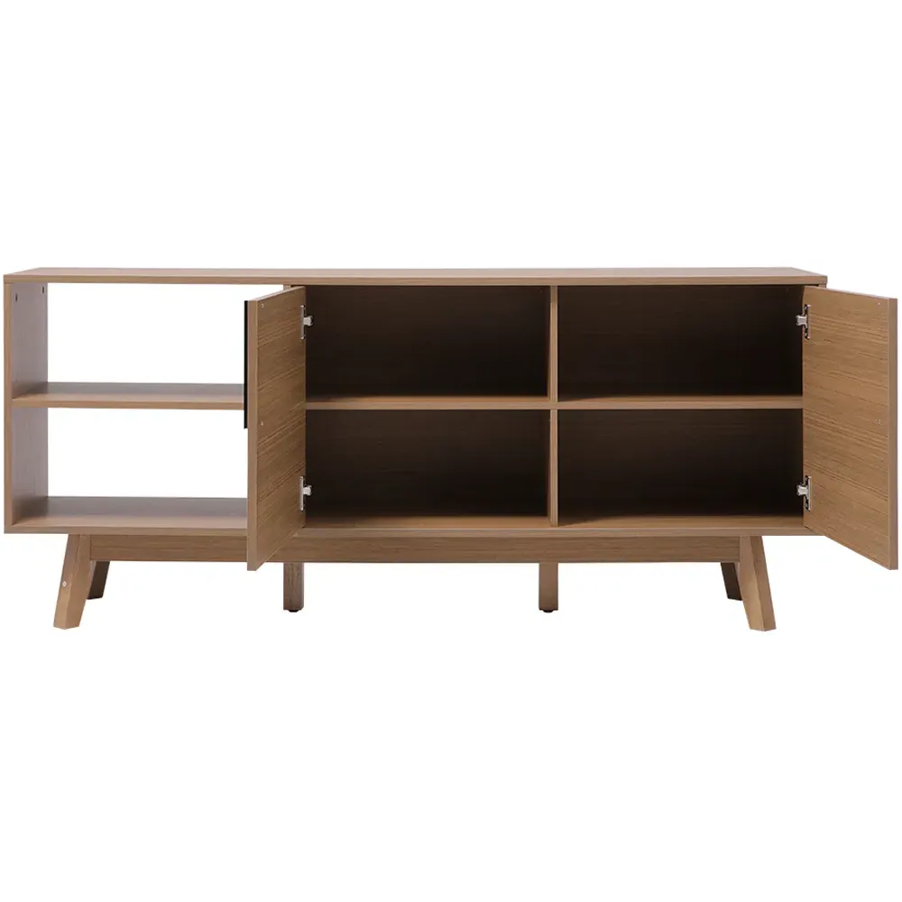 2 Door 2 Shelf TV Stand - Brown, Wood Grain