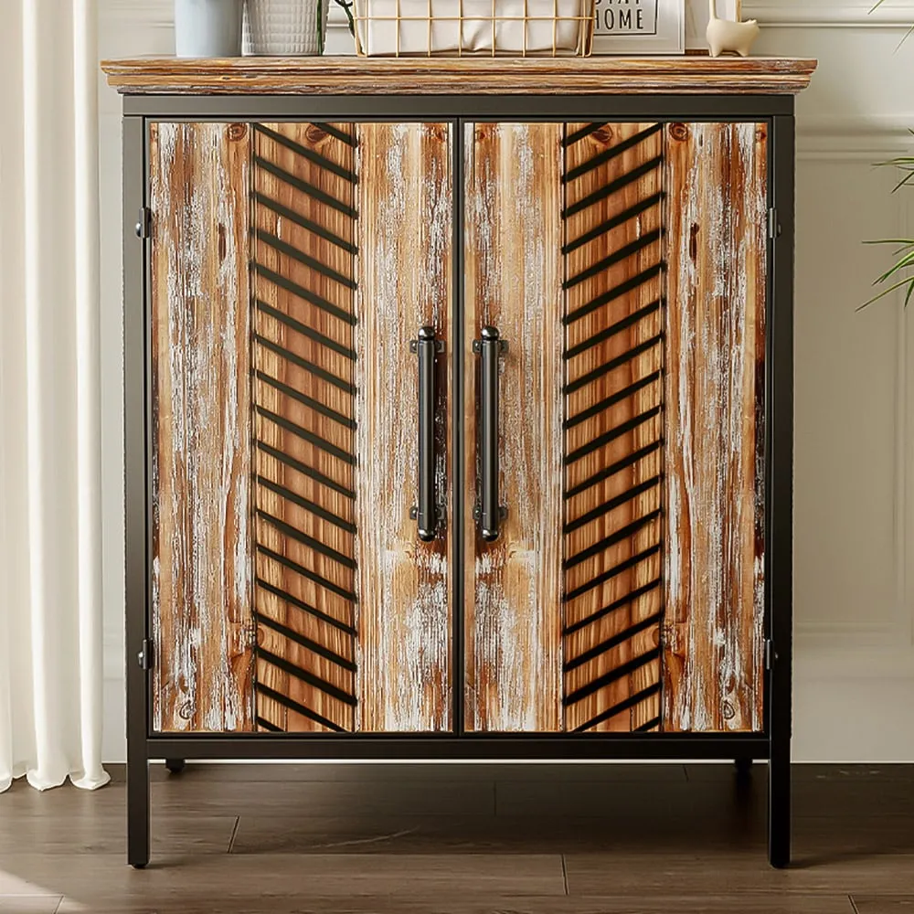 2 Door Rustic Console Cabinet - Brown, Wood image