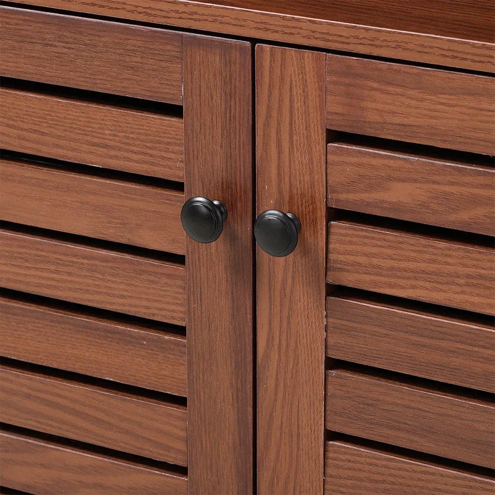 2 Door Single Shelf Wooden Sideboard - Brown