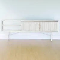 2 Door TV Stand with Shelves - White