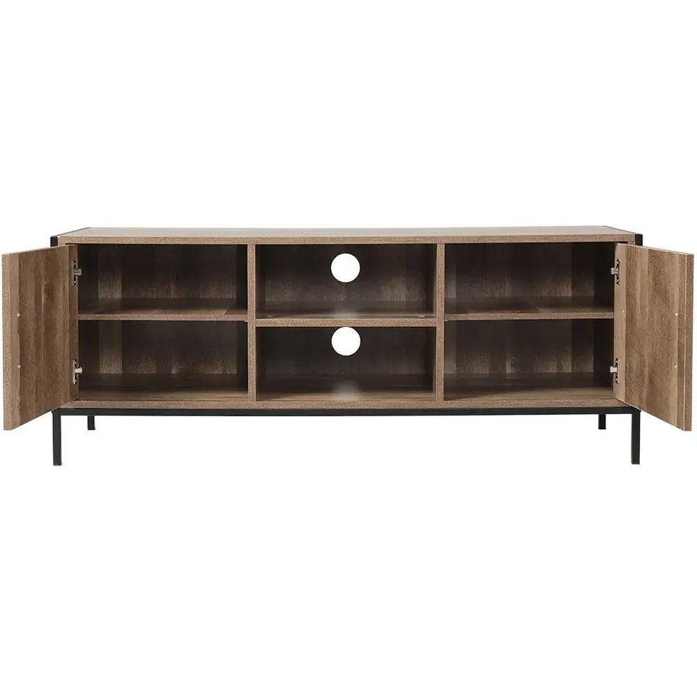 2 Door TV Unit with Cable Management - Brown, Metal