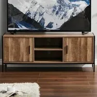 2 Door TV Unit with Cable Management - Brown, Metal