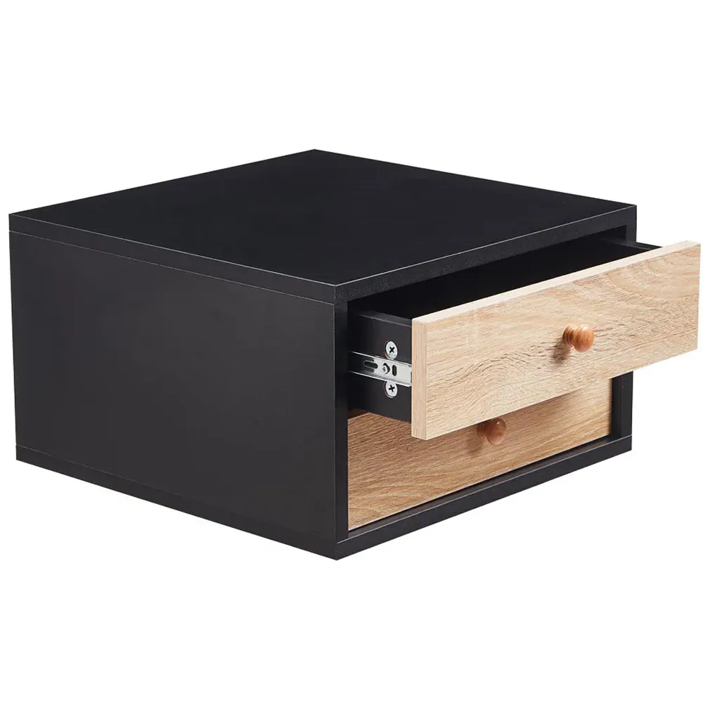 2 Drawer Floating Nightstand - Black