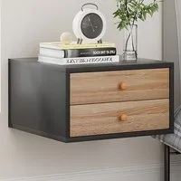 2 Drawer Floating Nightstand - Black