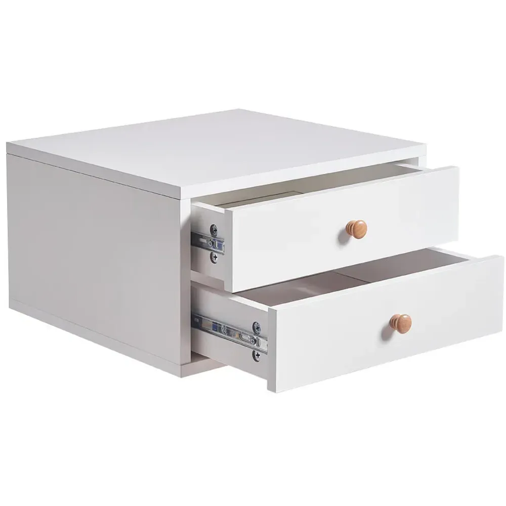 2 Drawer Floating Nightstand - White