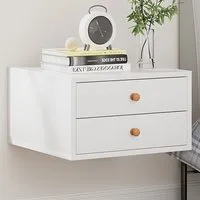 2 Drawer Floating Nightstand - White