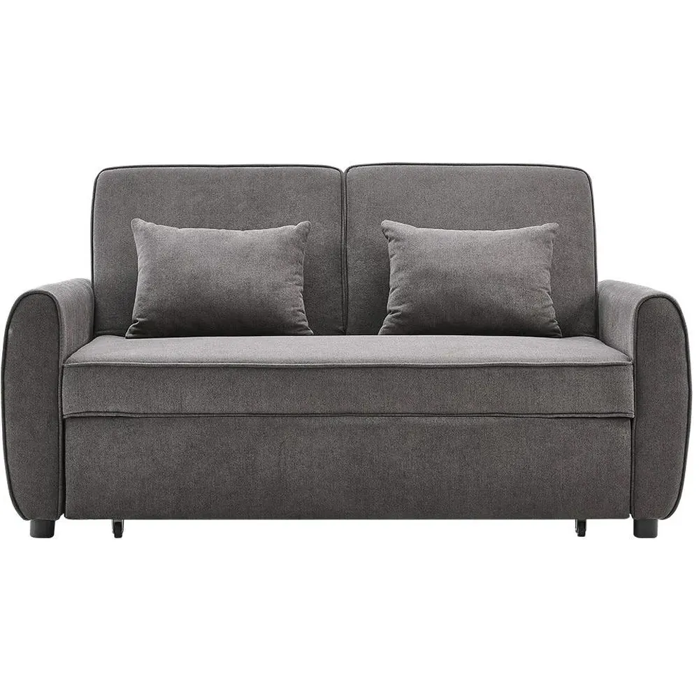 2-Seater Convertible Sofa Bed with Cushions - Grey