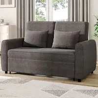2-Seater Convertible Sofa Bed with Cushions - Grey
