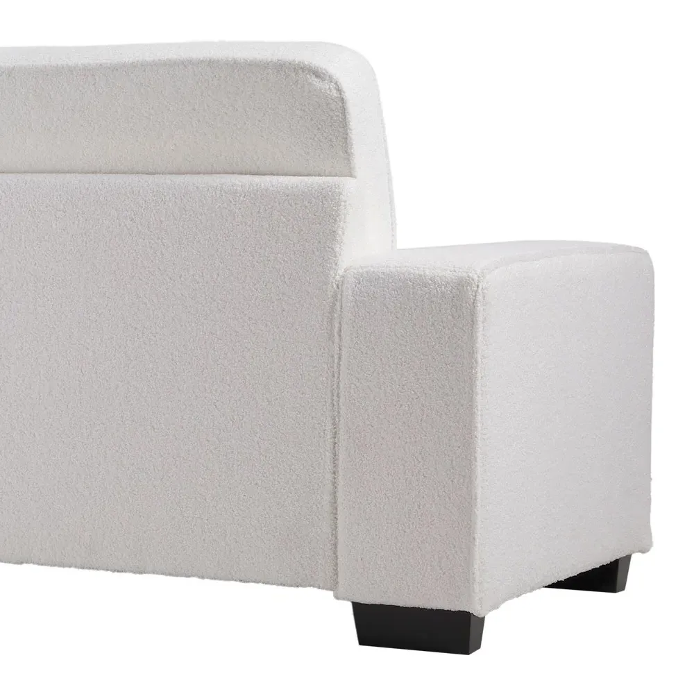 2-Seater Loveseat Sofa - White, Teddy Fabric