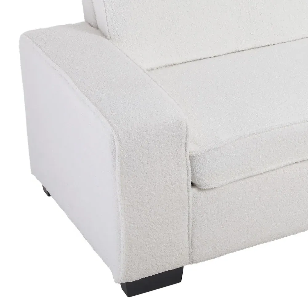 2-Seater Loveseat Sofa - White, Teddy Fabric
