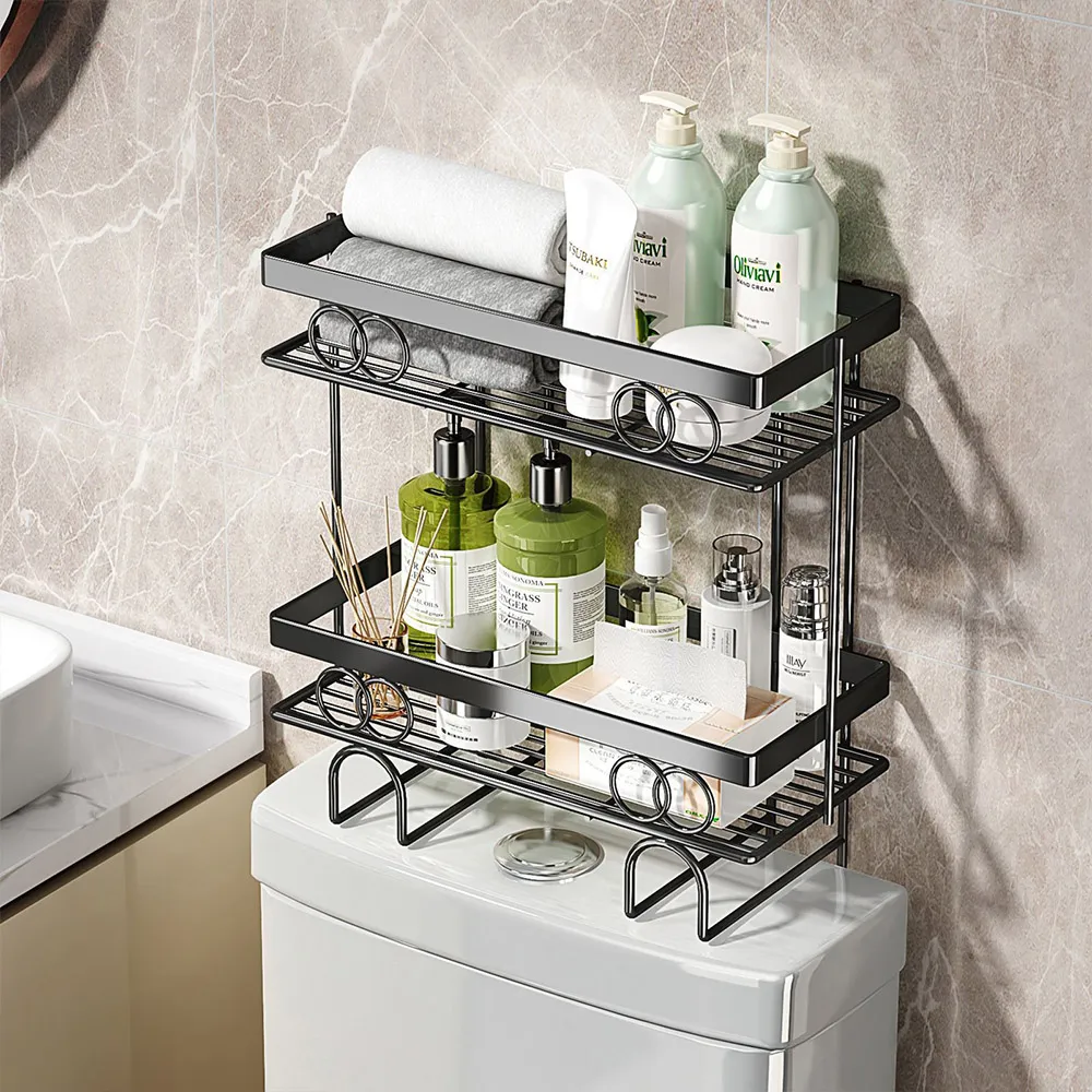 2 Shelf Over Toilet Storage Rack - Black