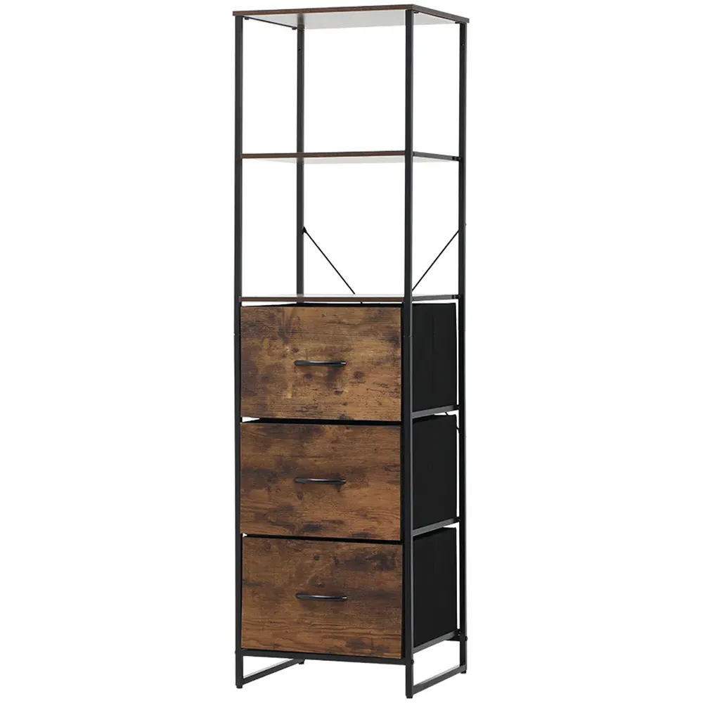 3 Drawer 2 Shelf Storage Cabinet - Brown