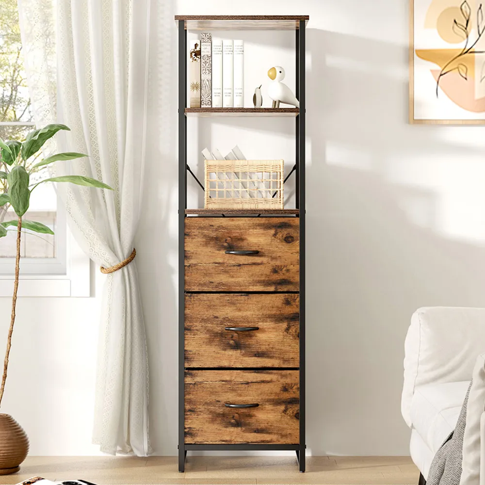 3 Drawer 2 Shelf Storage Cabinet - Brown image