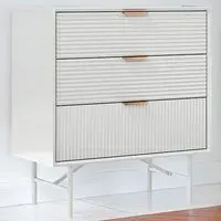 3 Drawer Storage Cabinet with Gold Handle - White
