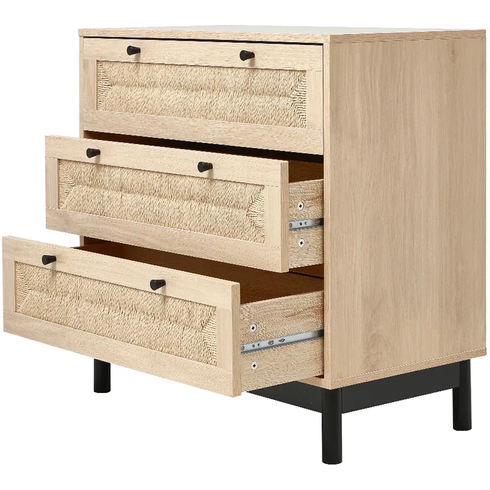 3 Drawer Woven Storage Cabinet - Cream