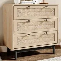 3 Drawer Woven Storage Cabinet - Cream