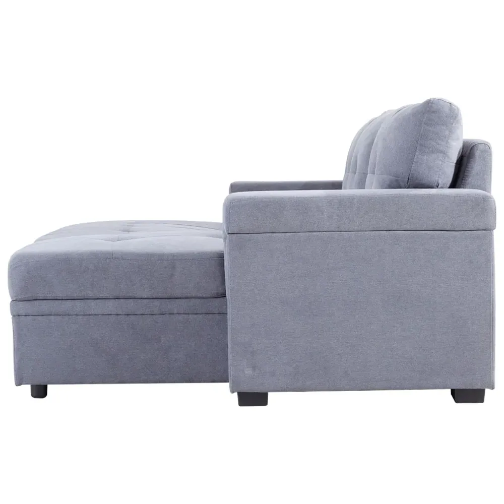 3-Seater Chaise Sofa Bed with Storage - Grey
