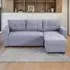 3-Seater Chaise Sofa Bed with Storage - Grey