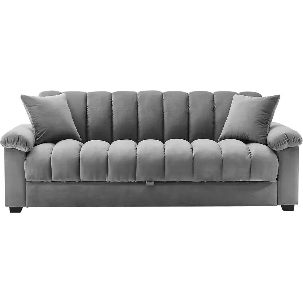 3-Seater Channel Sleeper Sofa Bed - Grey