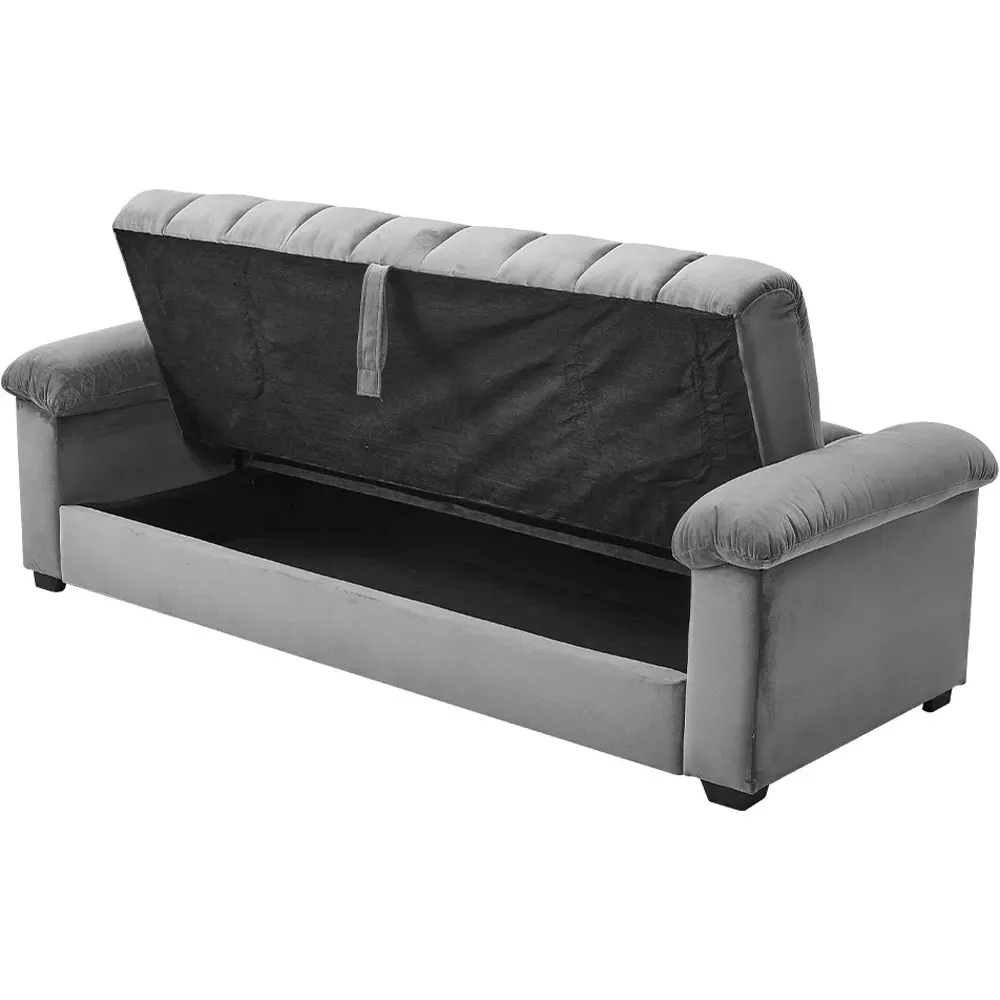 3-Seater Channel Sleeper Sofa Bed - Grey