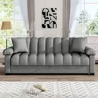 3-Seater Channel Sleeper Sofa Bed - Grey