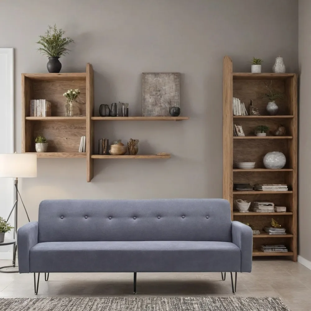 3-Seater Convertible Sofa Bed - Grey, Linen