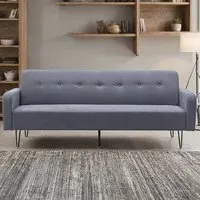3-Seater Convertible Sofa Bed - Grey, Linen